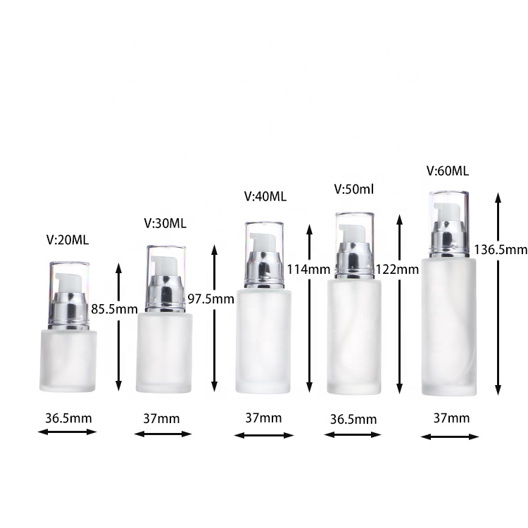 Luxury Fancy Squeezable Pump 30ml 50ml 100ml 120ml Lotion Bottle Glass Frosted Serum Bottle