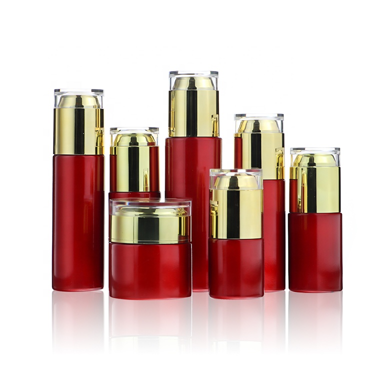 Luxury Fancy Squeezable Pump 30ml 50ml 100ml 120ml Lotion Bottle Glass Frosted Serum Bottle