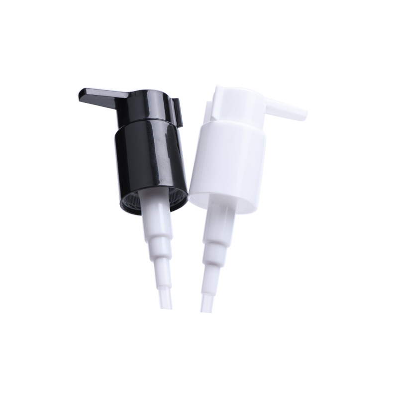Luxury Flat White Black Cosmetic Lotion Pump With Gold Aluminum Rim