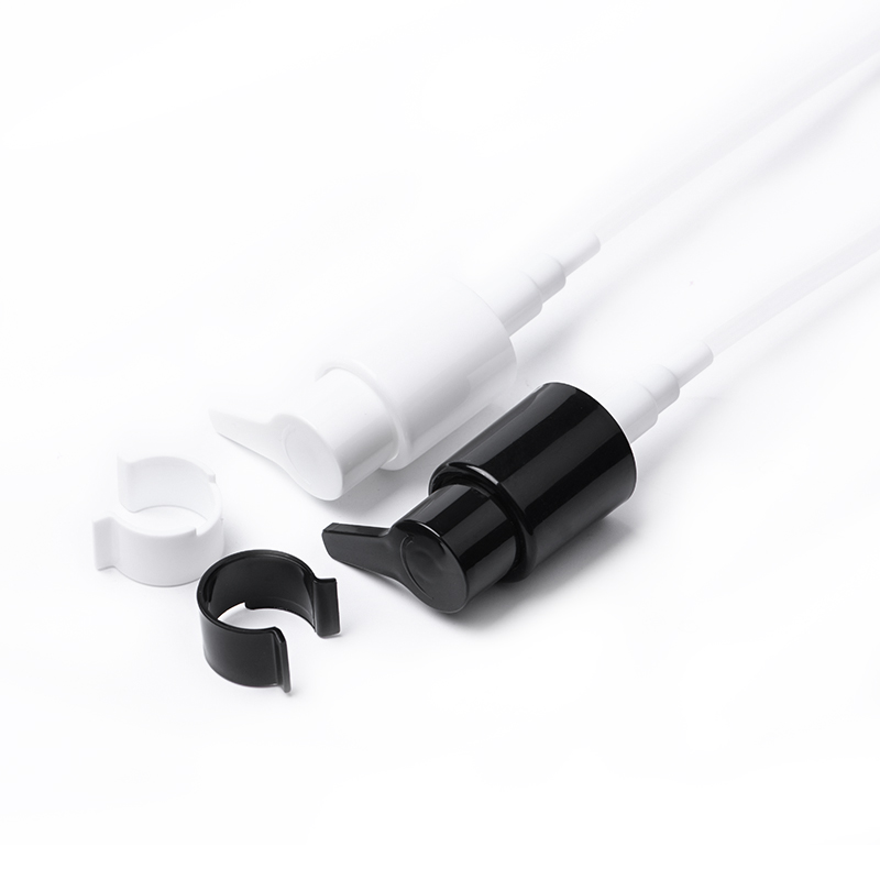 Luxury Flat White Black Cosmetic Lotion Pump With Gold Aluminum Rim