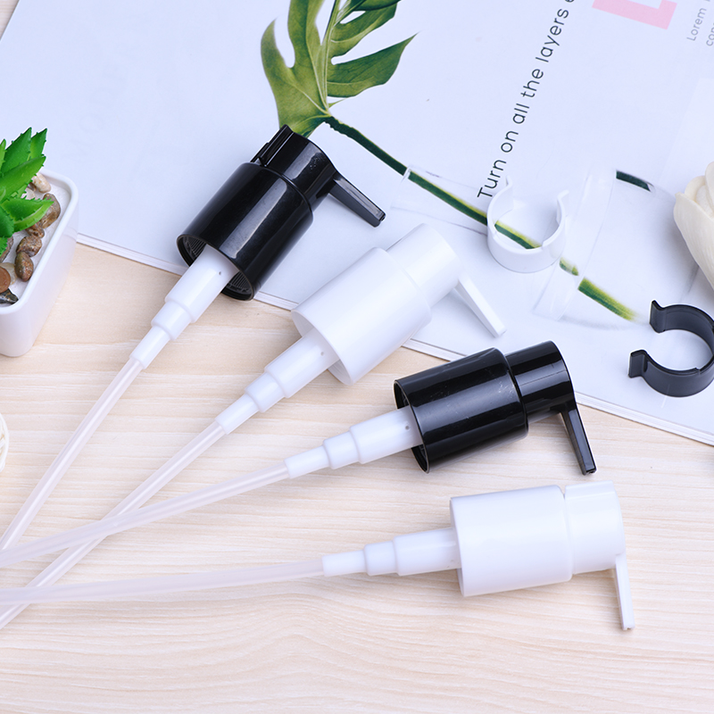 Luxury Flat White Black Cosmetic Lotion Pump With Gold Aluminum Rim