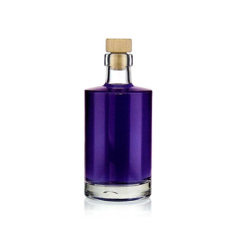 Luxury Flint Gin Vodka Whisky Bottle Glass 100ml 200ml 375ml 500ml 750ml with Natural Wooden Cork