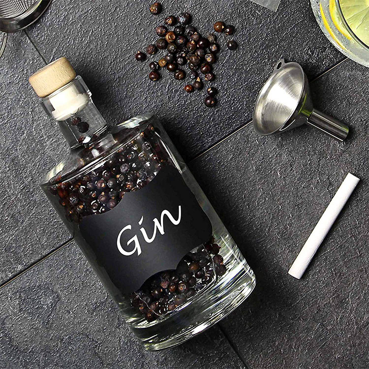 Luxury Flint Gin Vodka Whisky Bottle Glass 100ml 200ml 375ml 500ml 750ml with Natural Wooden Cork