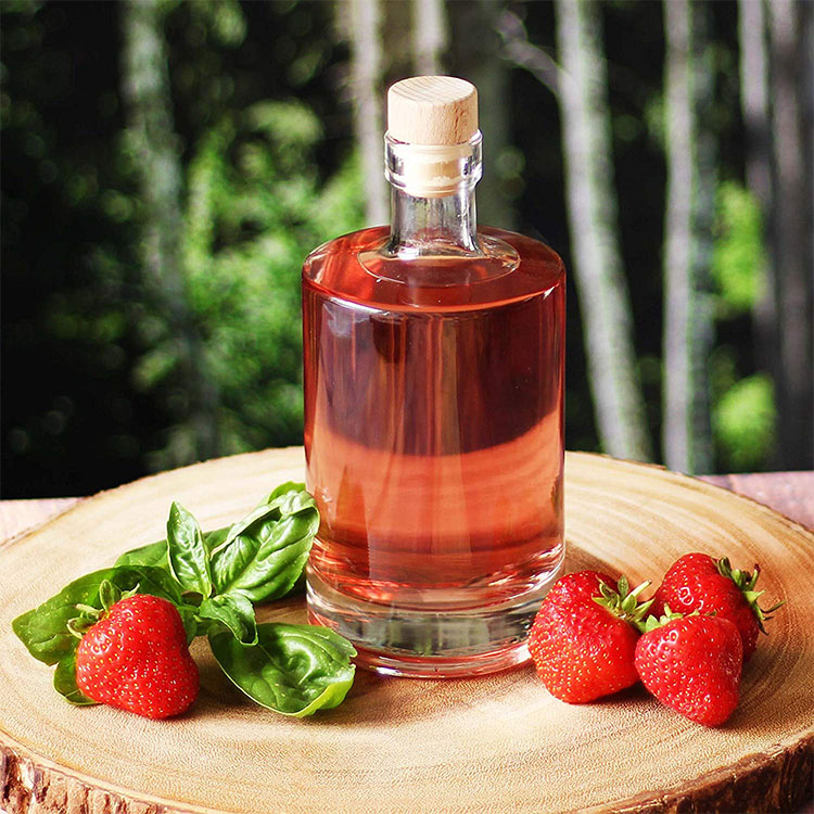 Luxury Flint Gin Vodka Whisky Bottle Glass 100ml 200ml 375ml 500ml 750ml with Natural Wooden Cork