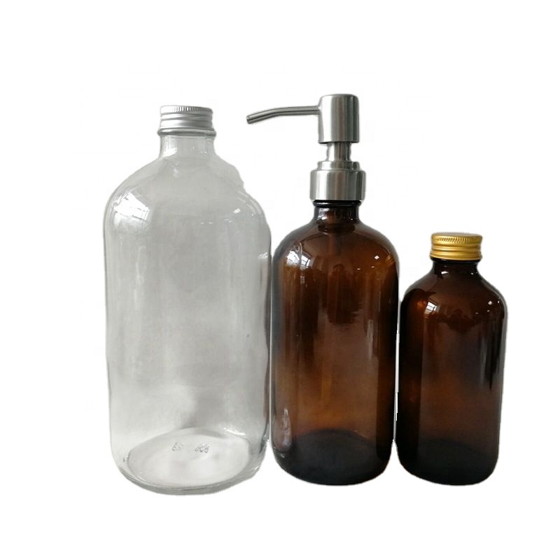 Luxury Frosted Black 16oz 500ml Boston Round Glass Bottles with Screw Cap For Cold Press Juice Beverage Drinking