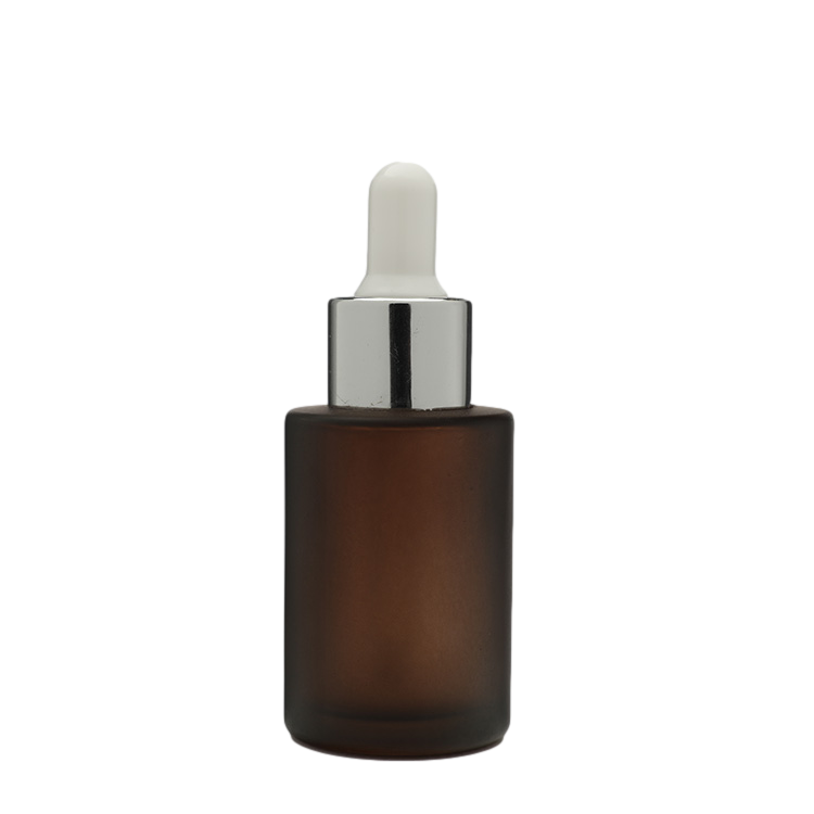 Luxury Frosted Flat Shoulder Serum Bottle Skincare Eye Oil Dropper Bottle Glass Serum 30ml Bottle