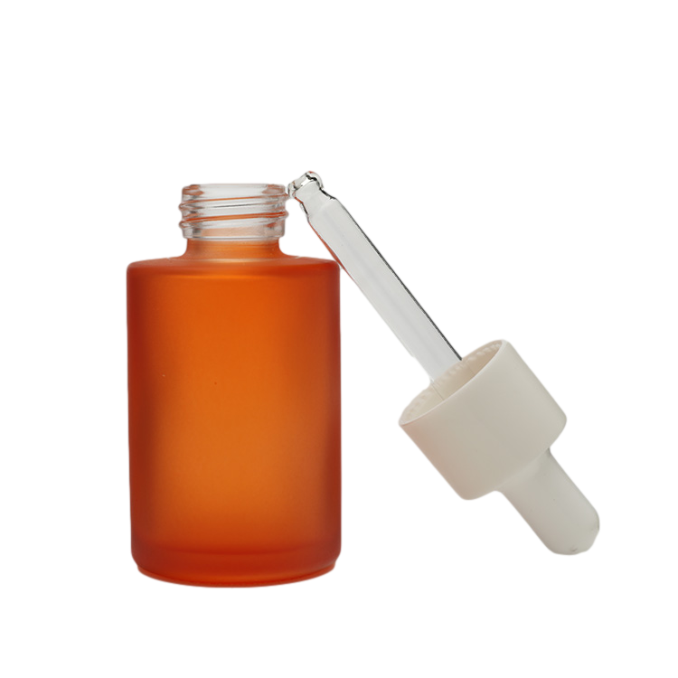 Luxury Frosted Flat Shoulder Serum Bottle Skincare Eye Oil Dropper Bottle Glass Serum 30ml Bottle