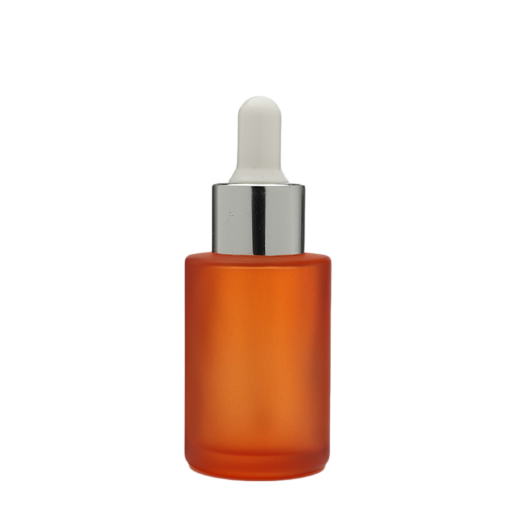Luxury Frosted Flat Shoulder Serum Bottle Skincare Eye Oil Dropper Bottle Glass Serum 30ml Bottle