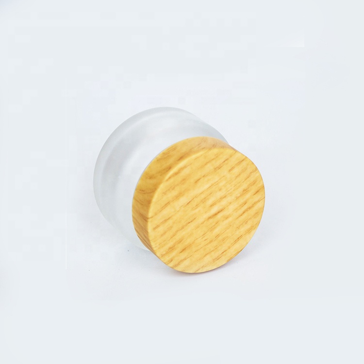Luxury Frosted White 10ml 20ml 30ml 1/2oz 1oz Cosmetics Glass Cream Jars With Wooden Cap