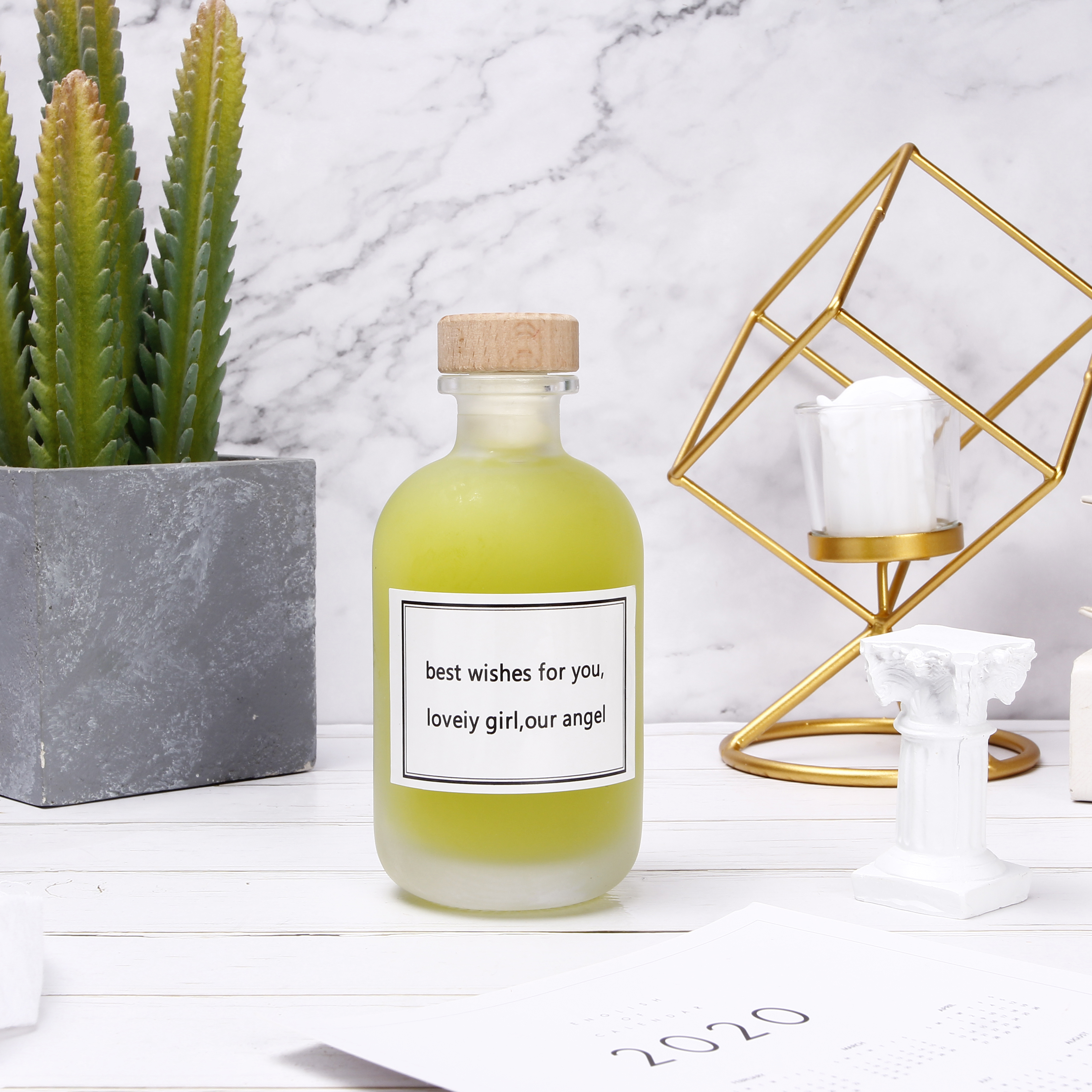 Luxury Glass Bottle 100ml 250ml Flint Frosted Juice Gin whisky kombucha cold brew coffee 375ml 500ml 8oz Wooden Cork Stopper