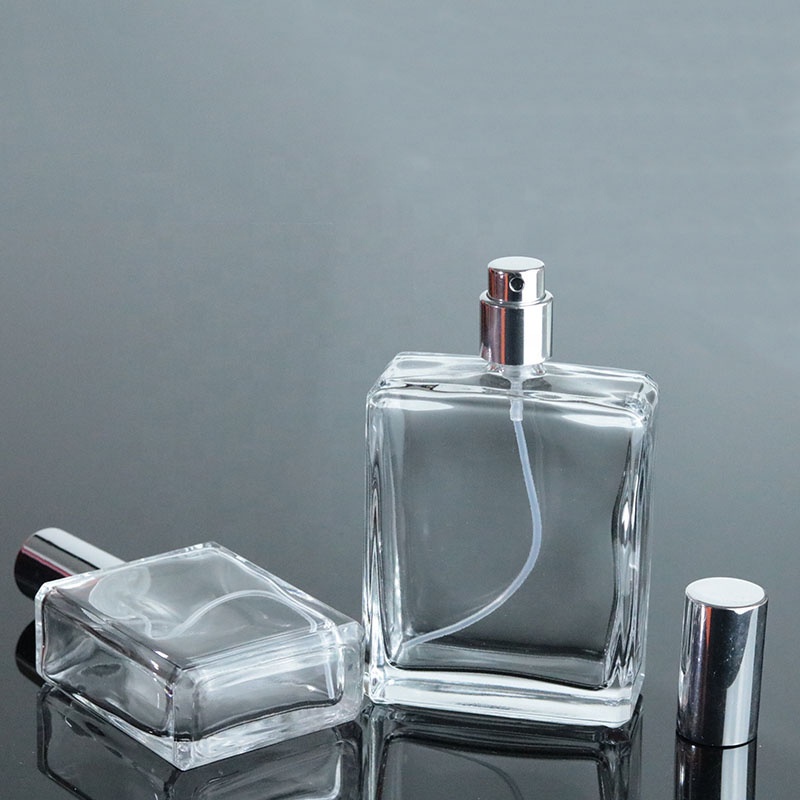 Luxury Glass Perfume Bottles China 100ml Square Clear Perfume Glass Bottle Supplier (GPM44)
