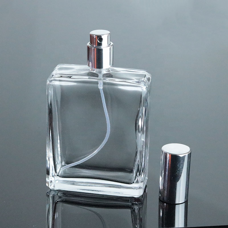 Luxury Glass Perfume Bottles China 100ml Square Clear Perfume Glass Bottle Supplier (GPM44)