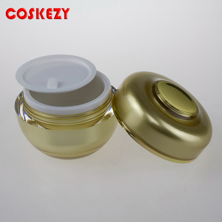 Luxury Gold High Quality 15g 30g 50g Fancy Plastic Jar Container, Pink Empty Round Gold Cosmetic Jar 30ml
