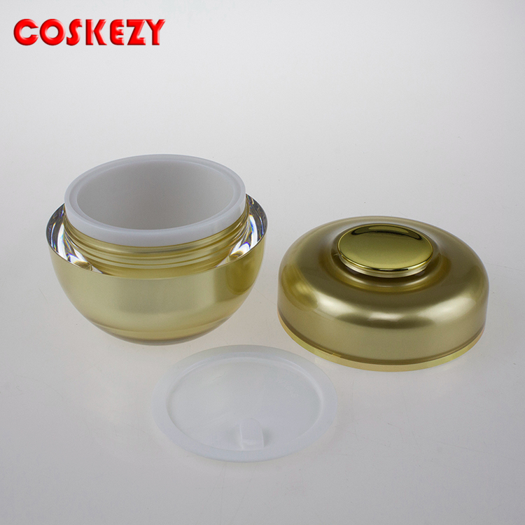 Luxury Gold High Quality 15g 30g 50g Fancy Plastic Jar Container, Pink Empty Round Gold Cosmetic Jar 30ml
