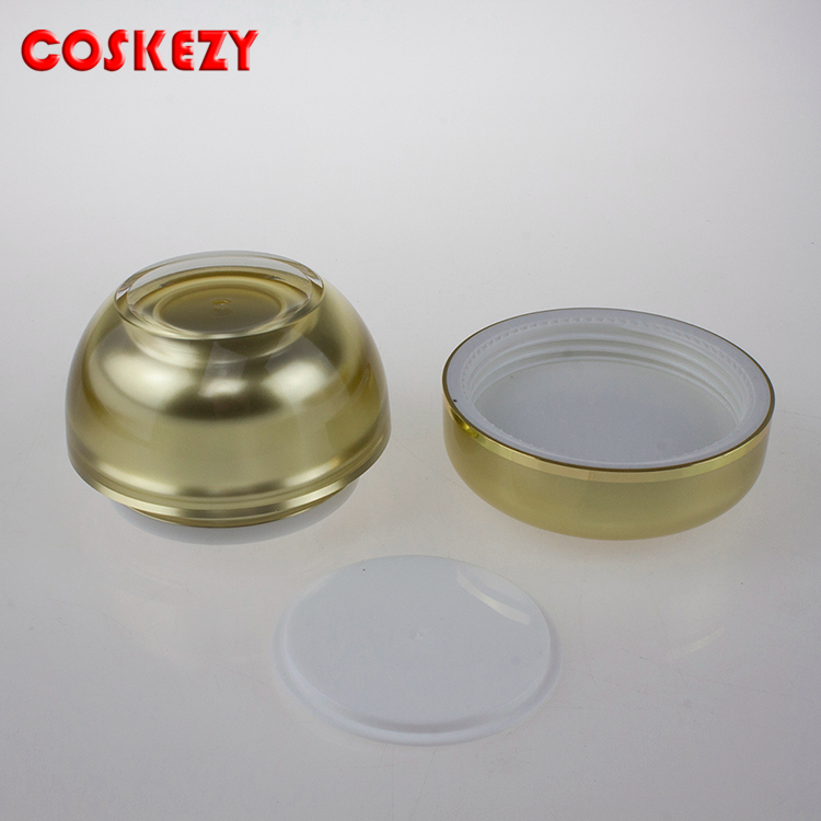 Luxury Gold High Quality 15g 30g 50g Fancy Plastic Jar Container, Pink Empty Round Gold Cosmetic Jar 30ml