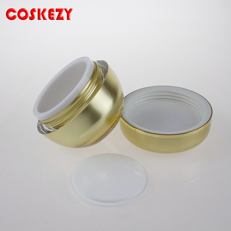Luxury Gold High Quality 15g 30g 50g Fancy Plastic Jar Container, Pink Empty Round Gold Cosmetic Jar 30ml