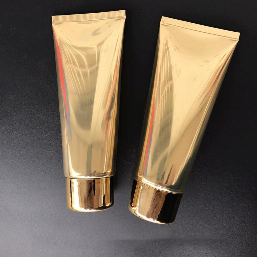 Luxury Golden Aluminium Plastic Cosmetic Tube Packaging 100ml