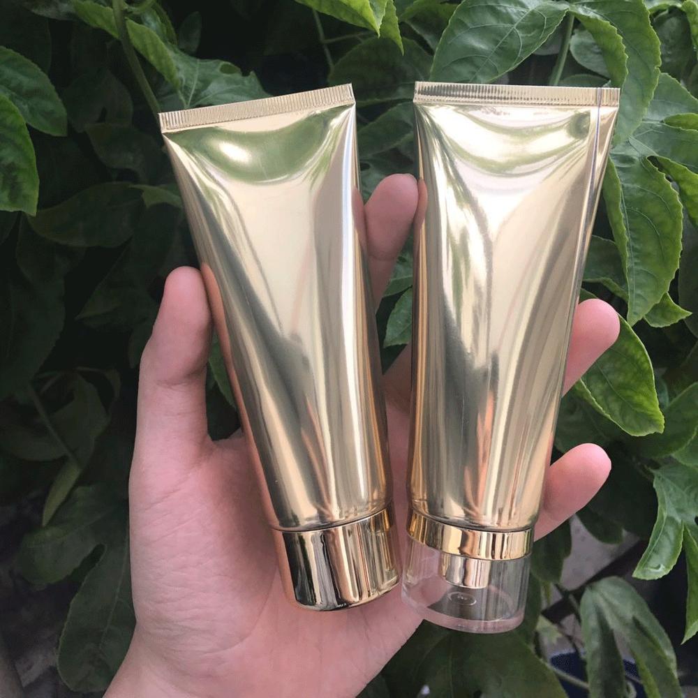 Luxury Golden Aluminium Plastic Cosmetic Tube Packaging 100ml