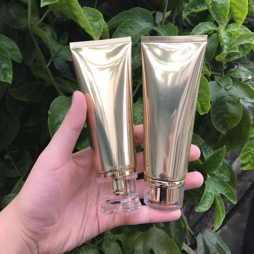 Luxury Golden Aluminium Plastic Cosmetic Tube Packaging 100ml