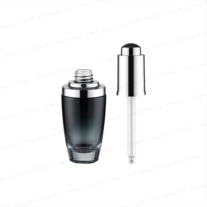 Luxury Gradient Color Glass UV Coating Press Dropper Lotion Bottle 30ml for High Quality