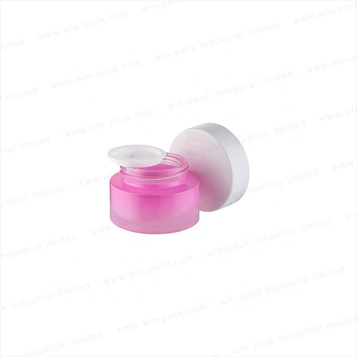 Luxury Gradient Pink Color Glass Cream Jar With White Color Cap Factory Price 20g 30g 50g 100g