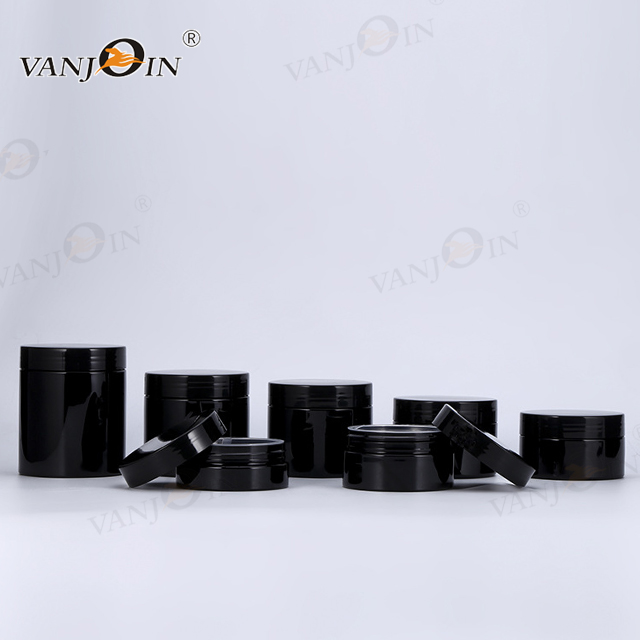 Luxury High Quality 50g 80g 100g 120g 150g 180g 200g Cosmetic Black Plastic Jar for face cream