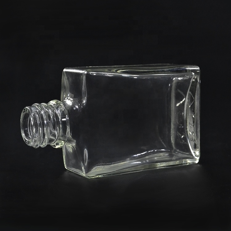 Luxury Hot selling product 15ml 30ml 50ml 100ml flat shoulder rectangle clear glass dropper bottles with silver cap rubber