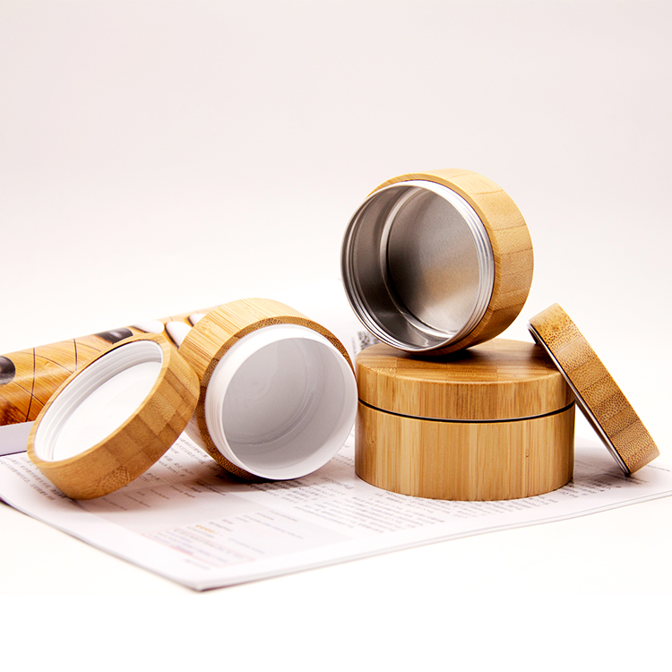 Luxury Large Cosmetic Cream Jar With Bamboo Lid