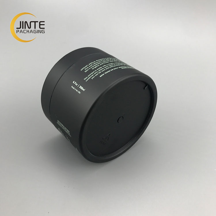 Luxury Makeup Container 200ml 8oz Matte Black Plastic Recyclable PETG Jar With Lid For Face Masque With Printing Logo