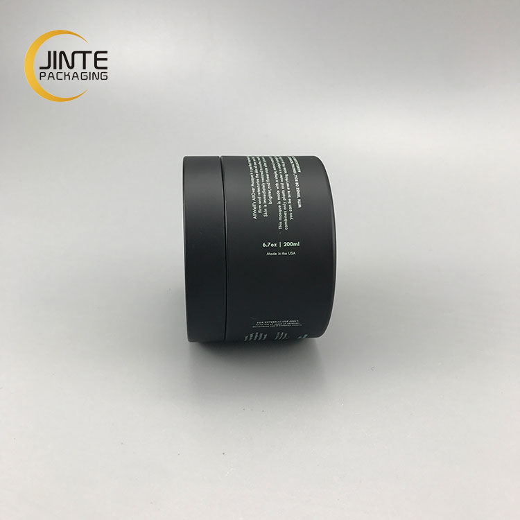 Luxury Makeup Container 200ml 8oz Matte Black Plastic Recyclable PETG Jar With Lid For Face Masque With Printing Logo