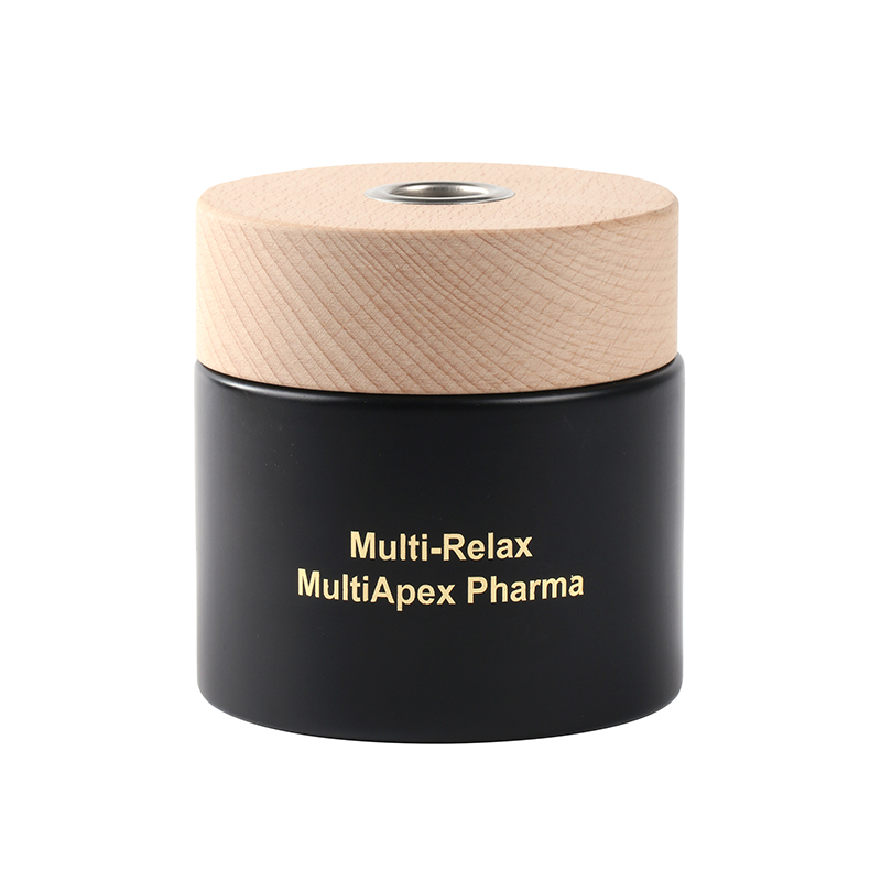 Luxury Matte Black Spray 200ml Glass Diffuser Bottle With Wooden Cap