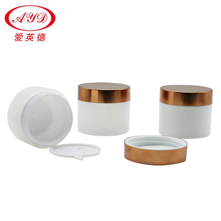 Luxury Matte PP jar plastic jars cosmetic packaging with Rose gold screw top lid