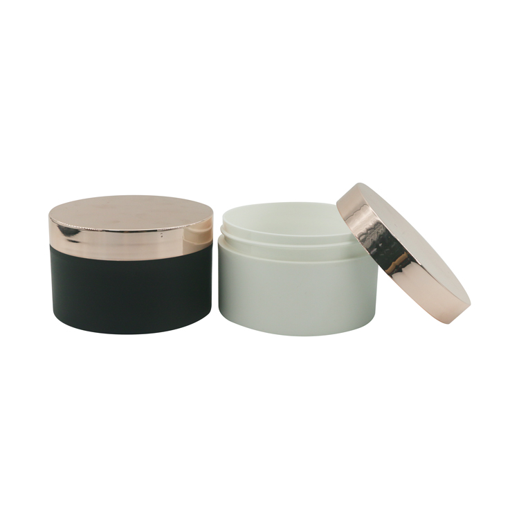 Luxury Matte PP jar plastic jars cosmetic packaging with Rose gold screw top lid