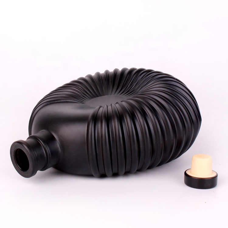 Luxury Matte black 500ml empty glass wine liquor bottle for gin whisky with cork stopper