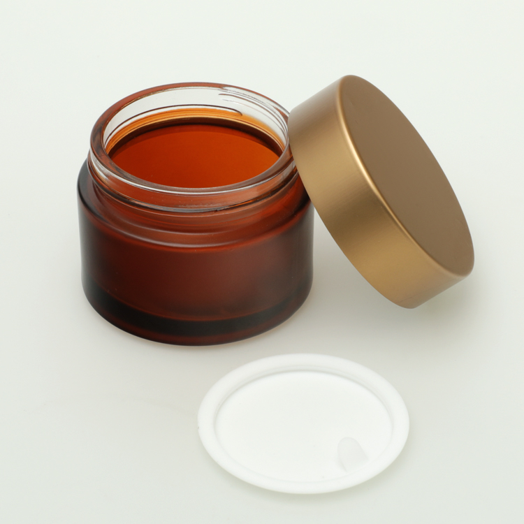 Luxury Mini Frosted Clear Black Amber Glass Jar for Face Cream Coloured Glass Cosmetic Jars Skin Care Cream Aluminum Cap