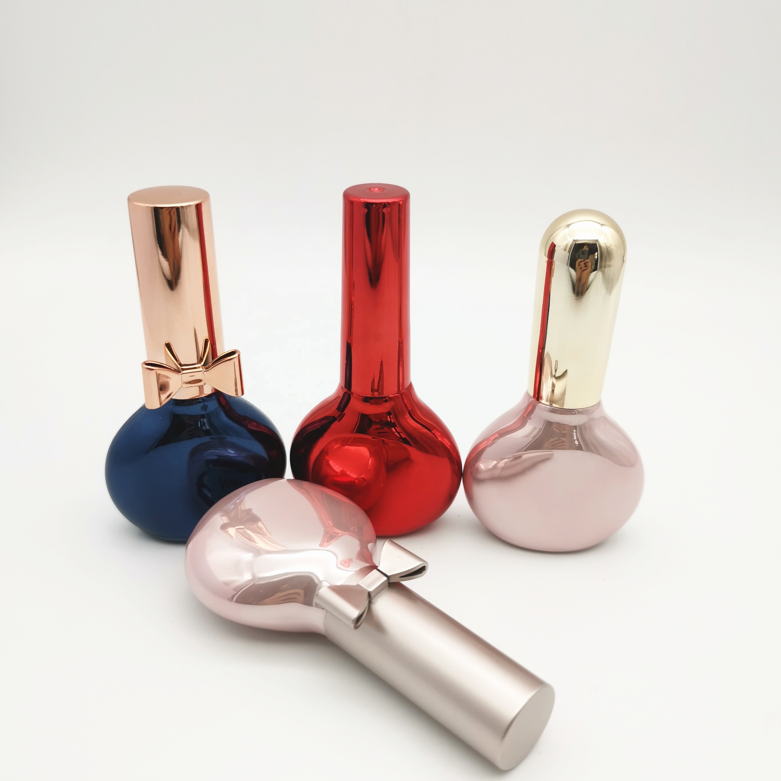 Luxury Nail Polish Empty Bottle Gold Bow Shape Cap High Quality Cheap Free Sample Children 10ml Glass Plastic Cap Personal Care