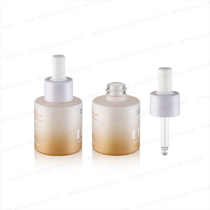 Luxury New Design Gradient Color Glass Dropper Bottles with Square Shape Rubber 30ml