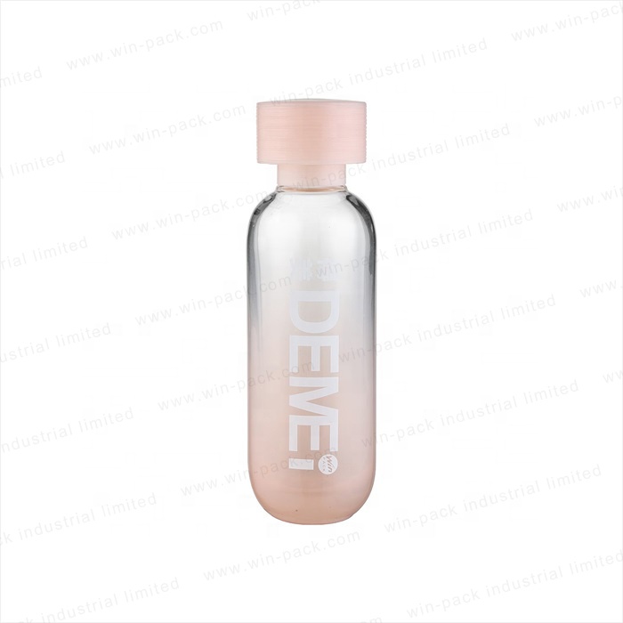 Luxury New Product Cosmetic Gradient Lotion Glass Pink Bottle with Pink Cap 50ml 110ml 140ml