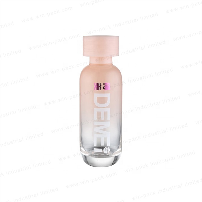Luxury New Product Cosmetic Gradient Lotion Glass Pink Bottle with Pink Cap 50ml 110ml 140ml