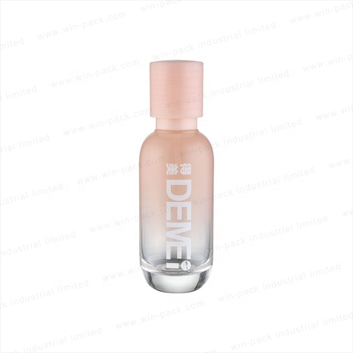 Luxury New Product Cosmetic Gradient Lotion Glass Pink Bottle with Pink Cap 50ml 110ml 140ml