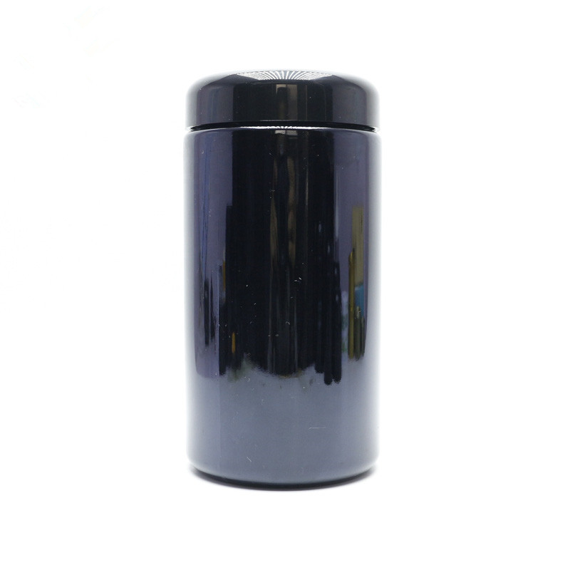 Luxury Optical 1l glass jar uv herb hygrometer jar Dark Violet Glass Cosmetic Jar with Black Cap VJ-31S