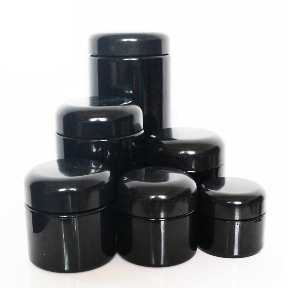 Luxury Optical 1l glass jar uv herb hygrometer jar Dark Violet Glass Cosmetic Jar with Black Cap VJ-31S