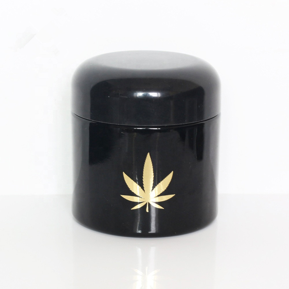 Luxury Optical 1l glass jar uv herb hygrometer jar Dark Violet Glass Cosmetic Jar with Black Cap VJ-31S
