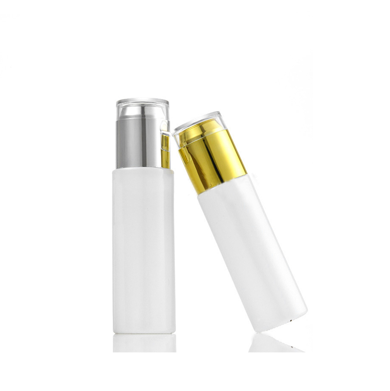 Luxury Pearl White 1oz 2oz 120ml Cosmetic Glass Face Cream Jar Container and Bottles with Screw Sliver Caps