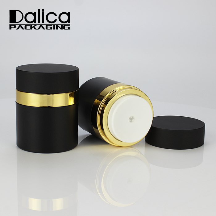 Luxury Personal Care Matte Black 15ml 30ml 50ml Double Wall Face Cream Empty Cosmetic Airless Jar