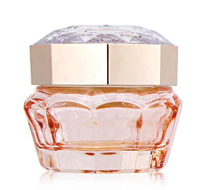 Luxury Pink Color Diamond Shape Cosmetic Glass Lotion Bottle Cream Jar 65g Manufacturer