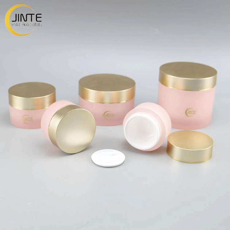 Luxury Plastic Cosmetic Packaging Acrylic Cream Jar 15g 30g 50g 100g Double Wall Cosmetic Empty Pink Container