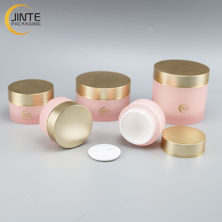 Luxury Plastic Cosmetic Packaging Acrylic Cream Jar 15g 30g 50g 100g Double Wall Cosmetic Empty Pink Container
