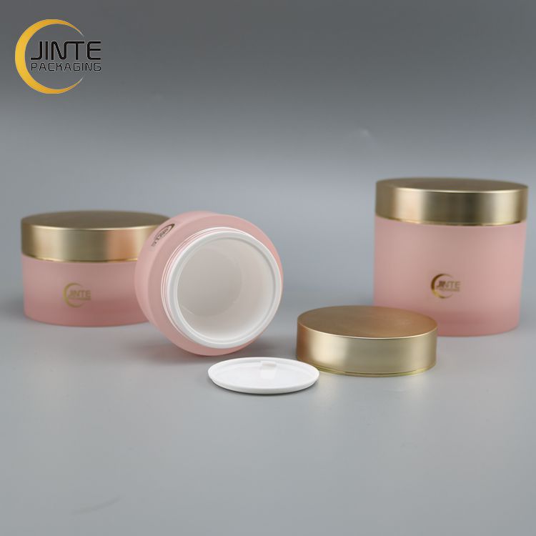 Luxury Plastic Cosmetic Packaging Acrylic Cream Jar 15g 30g 50g 100g Double Wall Cosmetic Empty Pink Container