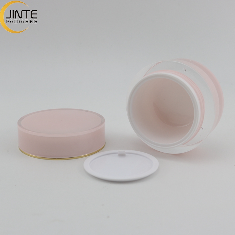 Luxury Plastic Jar Packaging 15g 30g 50g 100g Double Wall Cosmetic Empty Pink Acrylic Gel Jar For Cream Lotion